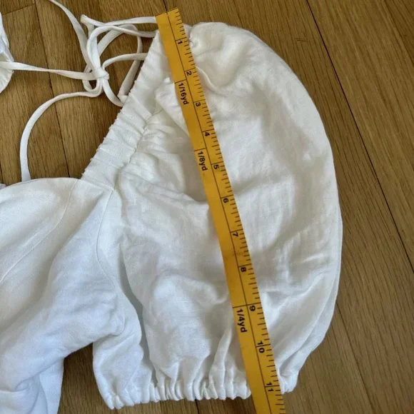 Emerson Fry Size Small Amy Puff Sleeve Short Dress - White. Lined. Linen NWOT - Picture 7 of 10